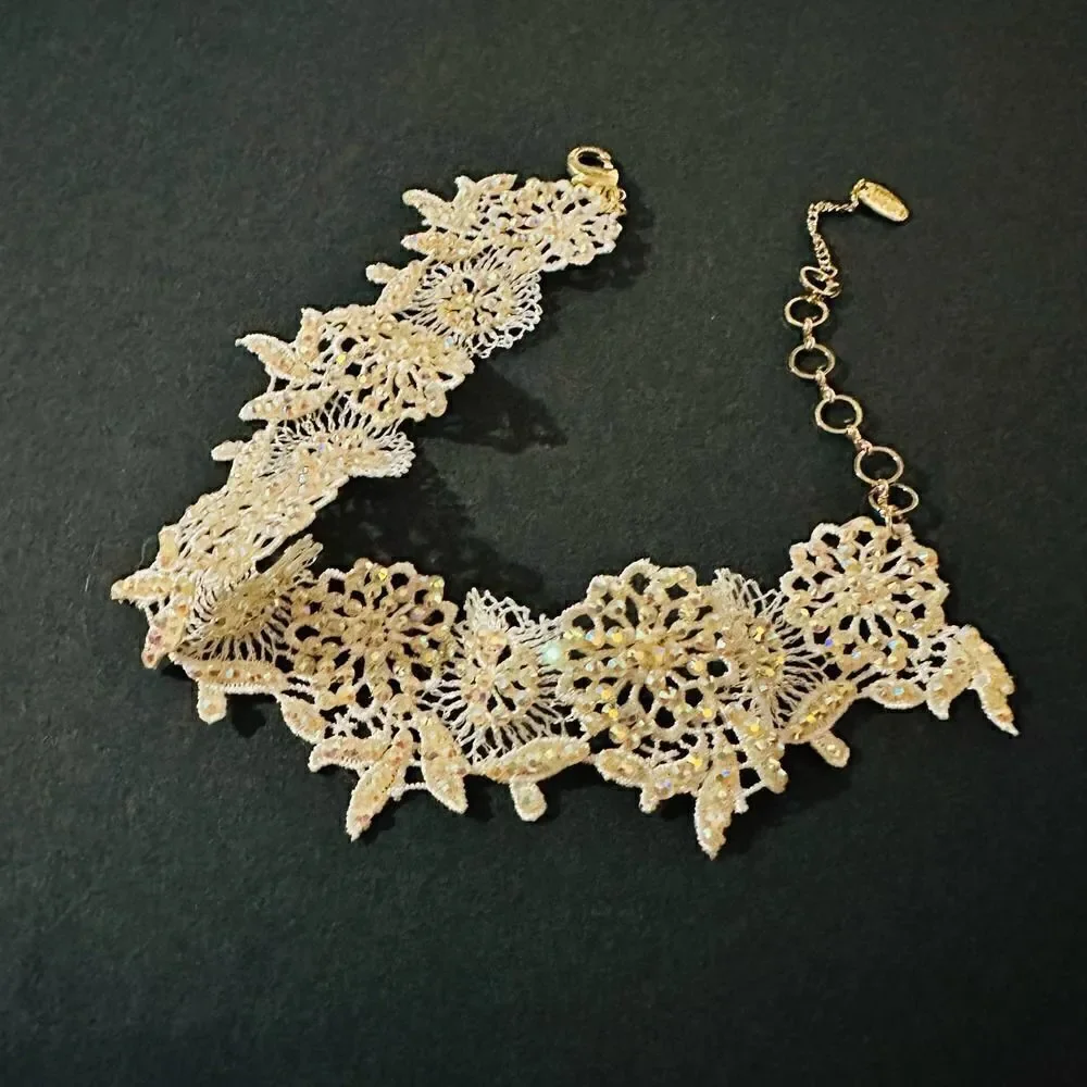 Gass Bead & Lace Ivory Choker Amrita Singh